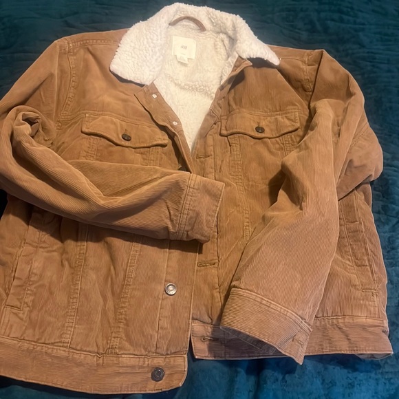Brown & White corduroy fleece/jacket - Picture 1 of 4